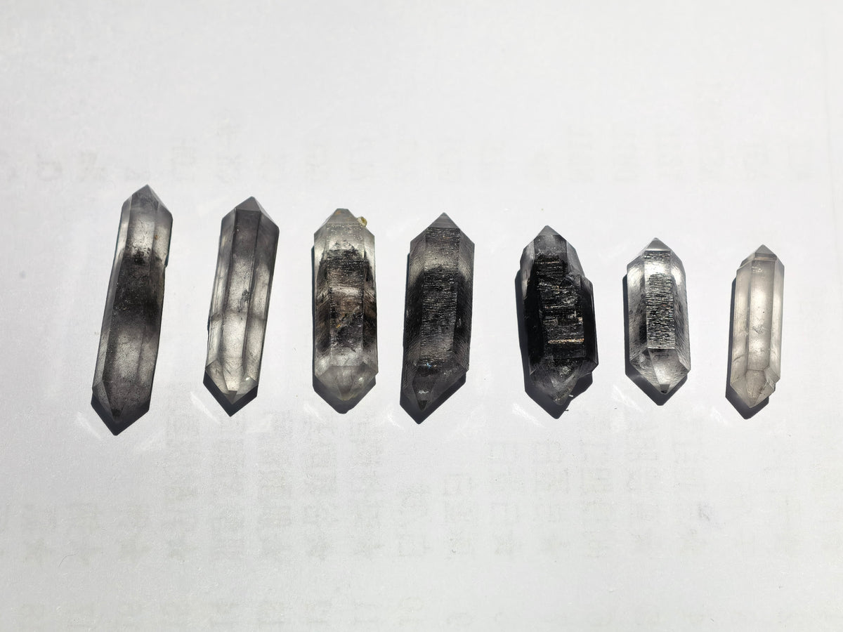 Natural Sketch Quartz & Black Inclusion Double Terminated Crystal Set (No.8)